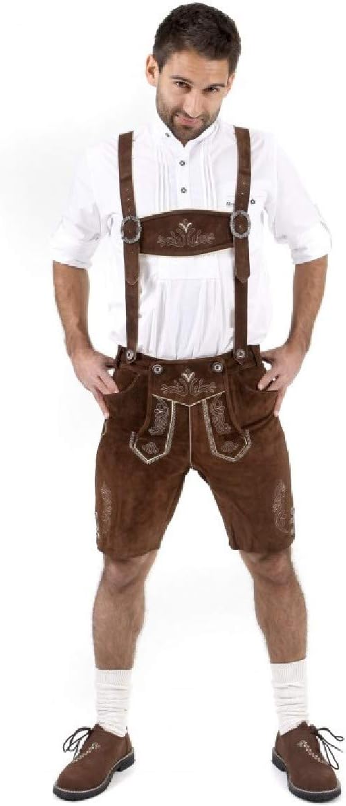 Cuir Craft Authentic Lederhosen German Bavarian Lederhosen Oktoberfest Choc Brown Short Length