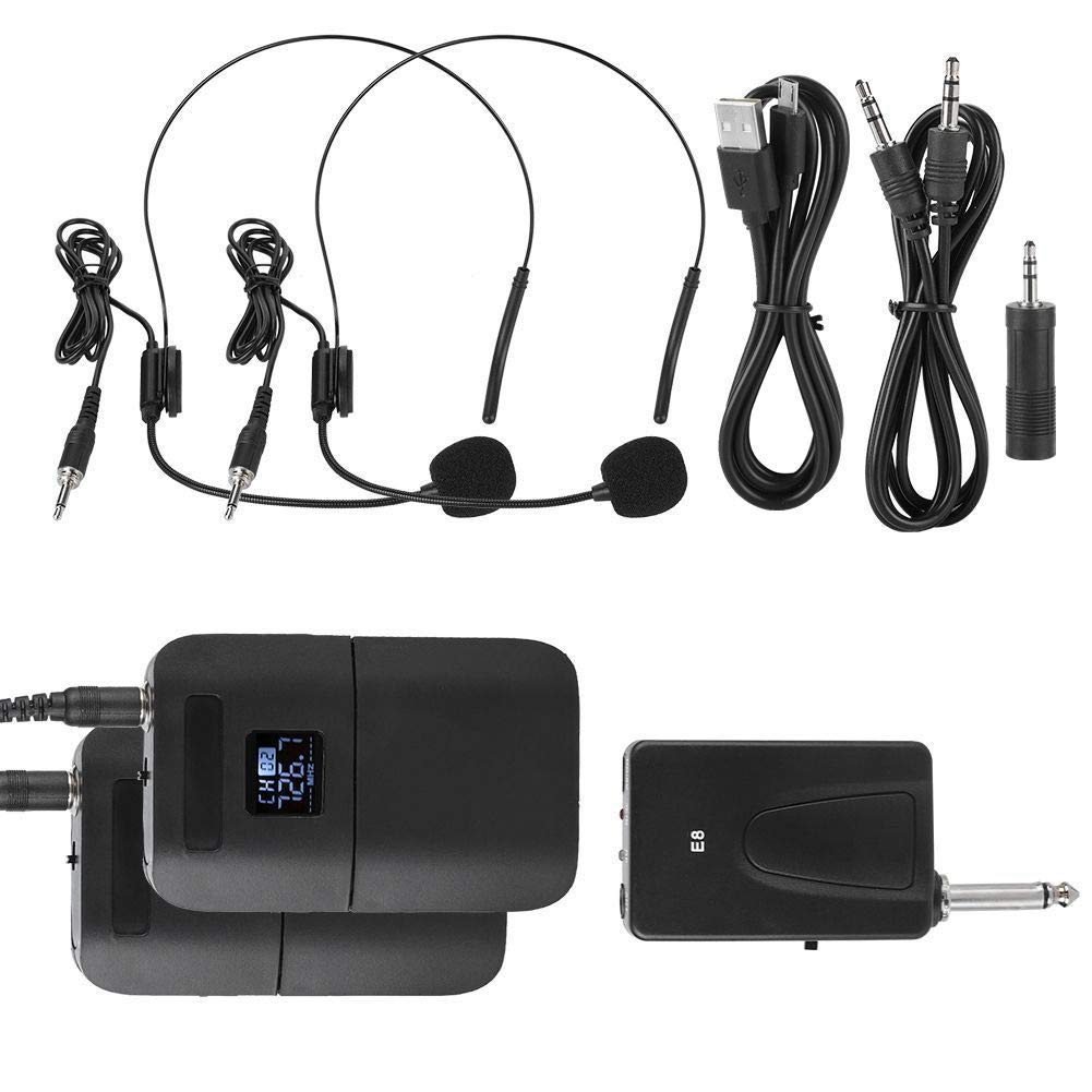Auricolare per Microfono Wireless VHF, Microfono a Testa Wireless Portatile con Ricevitore trasmettitore per Altoparlanti per palcoscenici, Guide turistiche, presentatori per