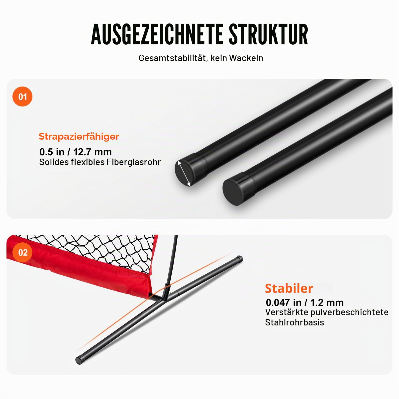 VEVOR I-Typ für Schlägerkäfig 1400 x 1065 x 2180 mm Baseball- und Softball-Sicherheitsschirm Körperschutz Tragbarer Schlagschirm mit Tragetasche & Bodenpfählen, Outdoor Baseball-Pitching-Netz Rot