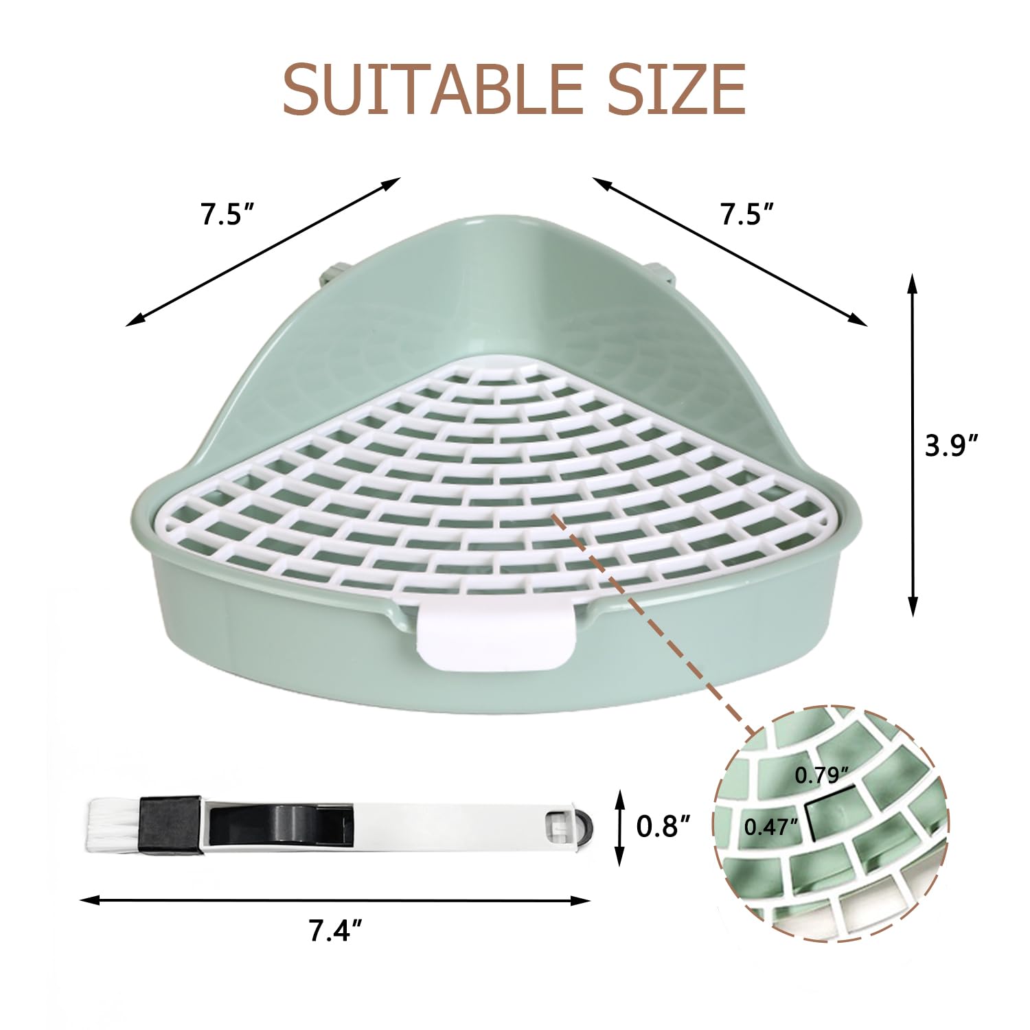 Rabbit Litter Box Bunny Corner Toilet Box Potty Trainer for Hamster Guinea Pig Ferret Rat Chinchialla Cage Pan 3.9” x 7.5” x 7.5” - image 2