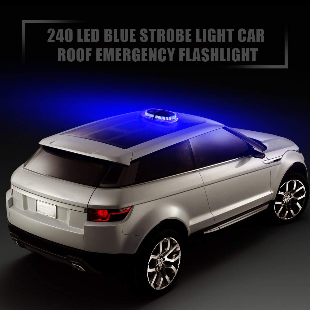 Torcia Da Tetto Auto 240 LED Blu - Luci Stroboscopiche Per Emergenze E Veicoli Di Soccorso - Foto 8