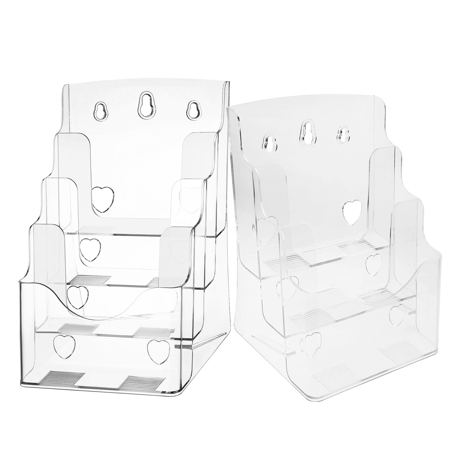 Zerodeko Lot de 2 Présentoirs de Brochures en Acrylique Transparent Porte-Documents à 4 et 3 Niveaux Support de Table pour Brochures A5 Organisateur de Documents Polyvalent pour Bureau