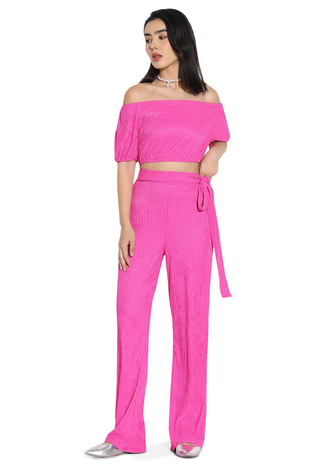Edition Women's Pink Solid Co-ords Set -CHN-6388_Pink-P-image-11