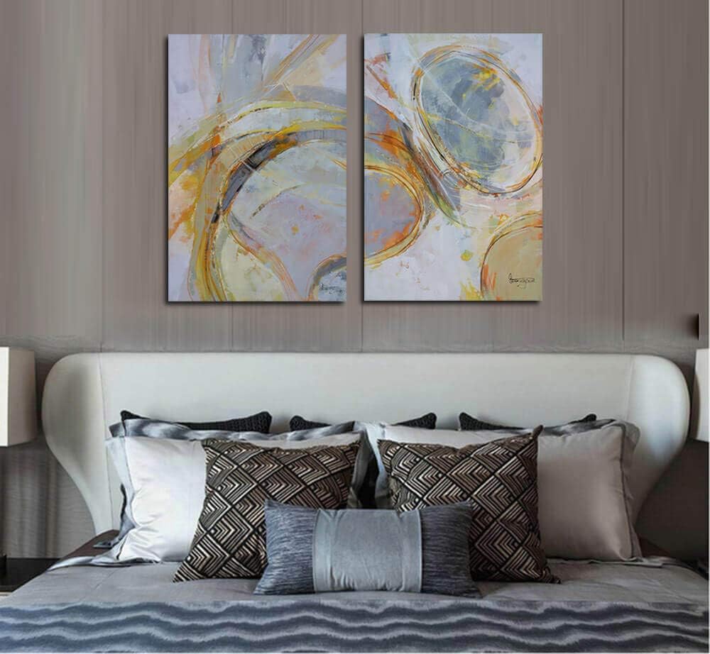 Rеvіеw Dіѕсоunt Canvas Wall Art Abstract Circle Yellow Painting Prints, Modern Geometric Vertical Blocks Pictures Gallery and Framed for Living Room Bedroom Home Office Kitchen Décor Original Design 24x36x2 Panels