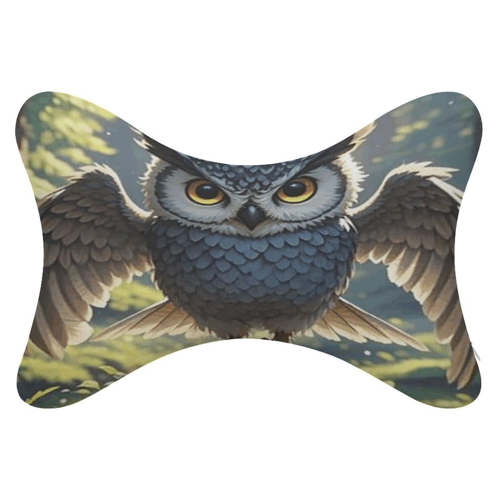 FekiLoot Anime Owl Car Headrest Set of 2,Softness Memory Foam Car Neck Pillow with Breathable Removable Cover Car Neck Support Pillow Ergonomic for Driving, Office