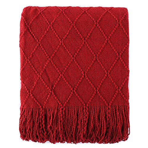 Battilo 100% Acrylic Knit Throw Classic Knitted Throw Blankets for Couch Chair Sofa