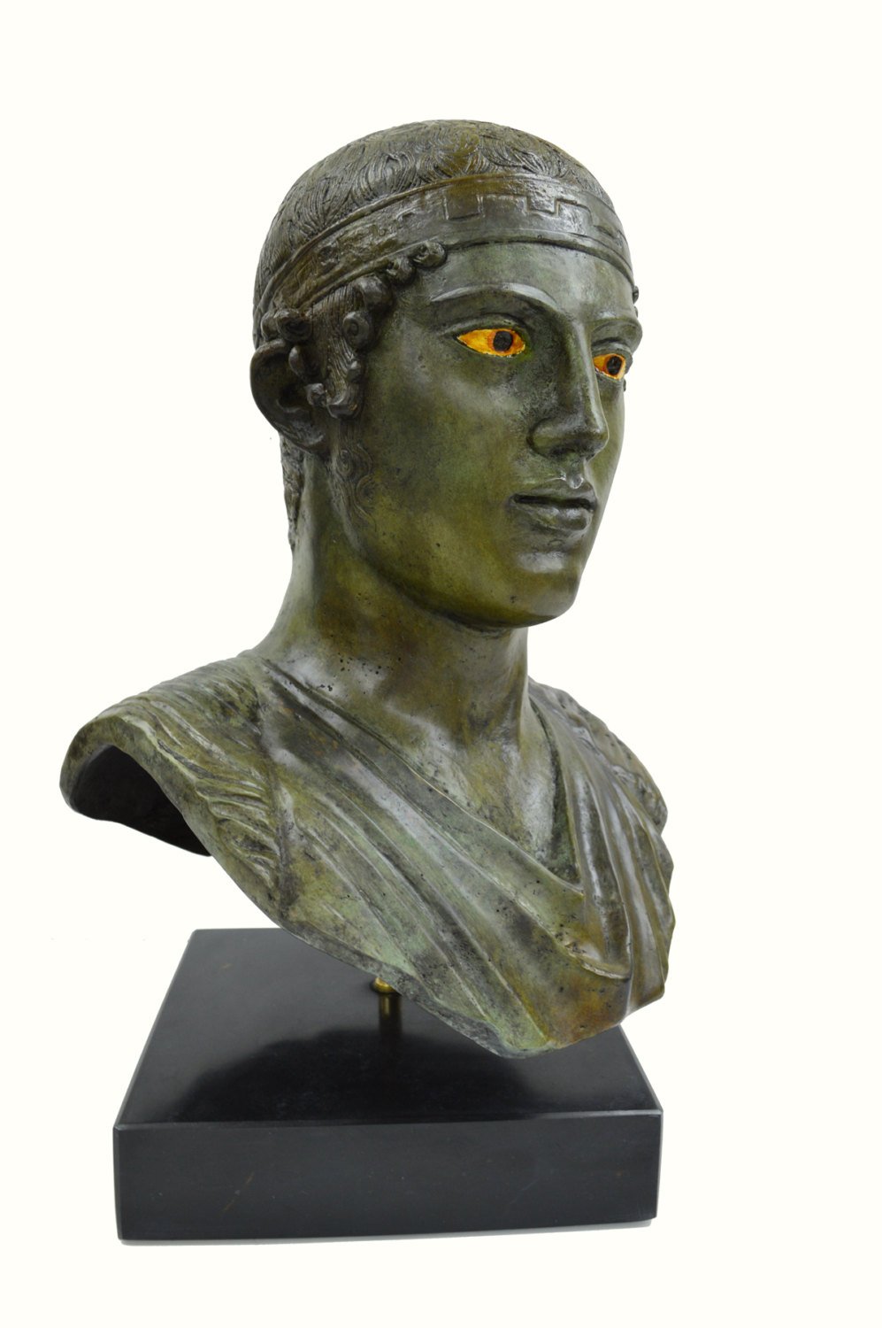 Charioteer of Delphi - Figura decorativa de bronce con base de mármol, tamaño real