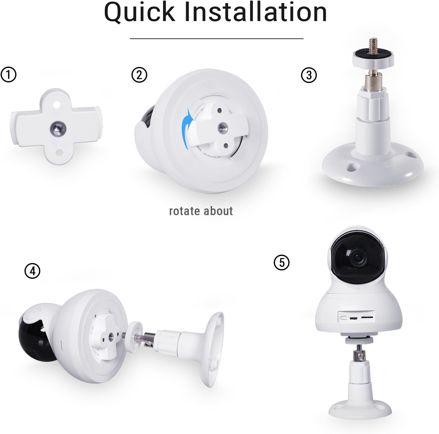 Wall Mount Bracket for YI Dome Camera and YI Cloud Home Camera,HOLACA 360 Degree Protective Adjustable Wall Mount Holder for YI Camera