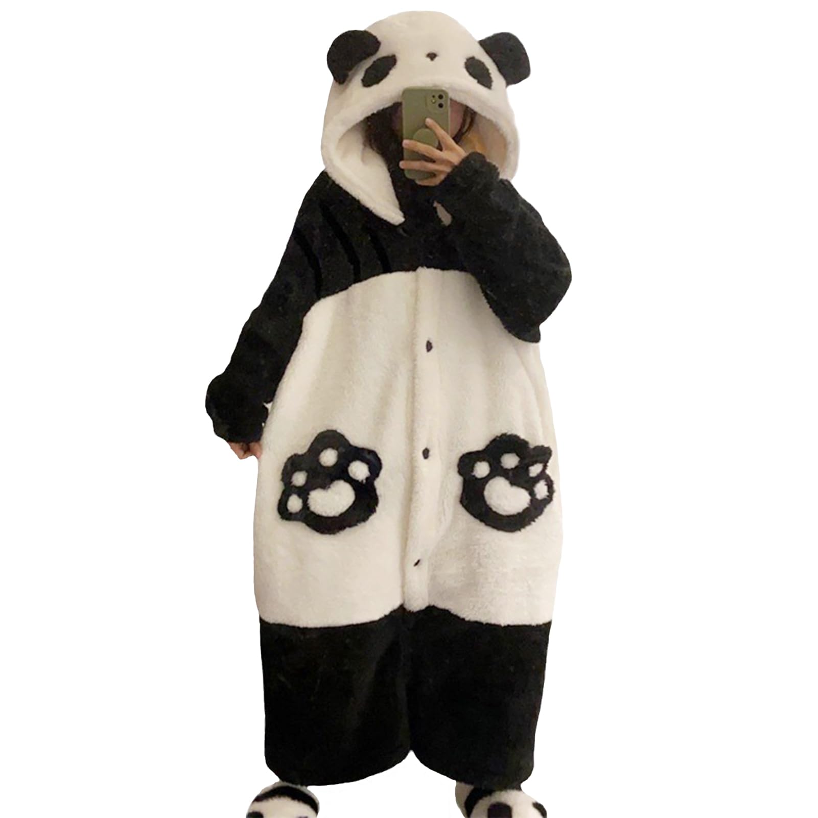 Pigiama Tuta Panda Unisex Adulto Animale Onesie Cosplay Halloween Carnevale Costume Donna Pigiama Costume Animale Inverno Famiglia