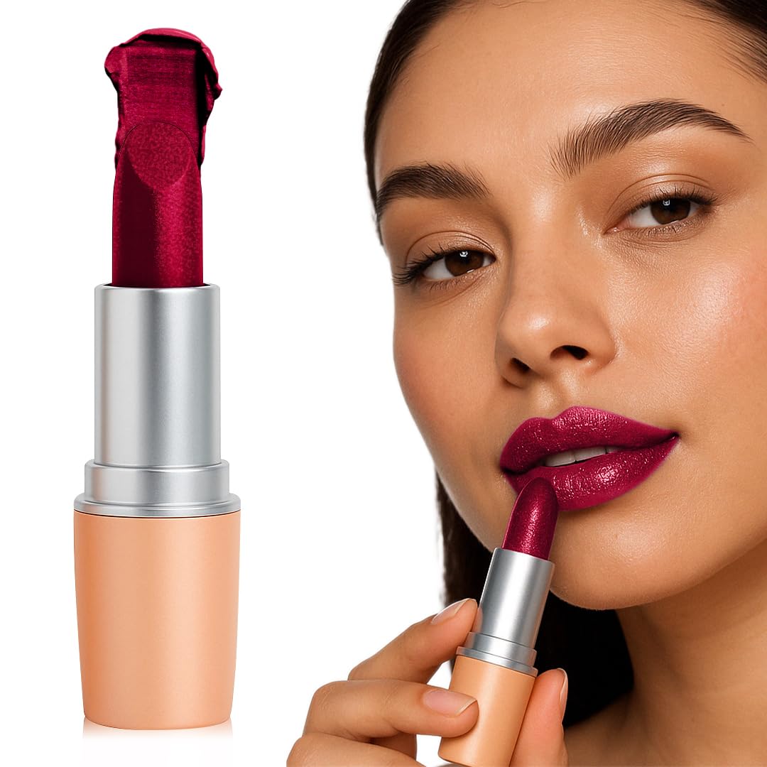 Gleva Metallic Long Lasting Lipstick for Women, No Smudge, Lightweight & Hydrating Formula with Metallic 3D Shine, Waterproof Lipstick, Full Coverage Lip Makeup (Starry Magenta)-image-27