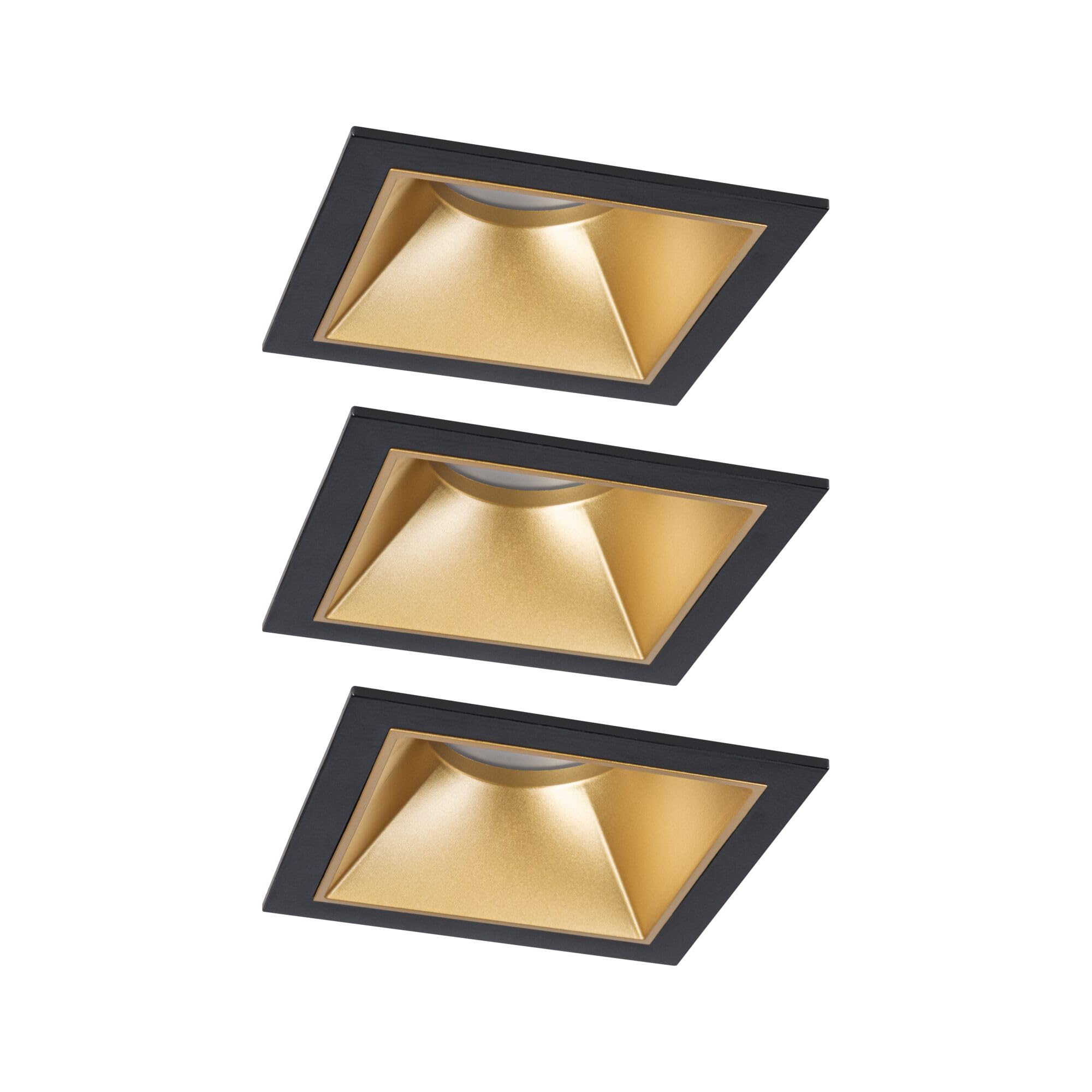 Paulmann 93129 - Foco empotrado (LED, 3 unidades, IP44, cuadrada, 88 x 88 mm, 3 x 6 W, 3 x 470 lm, 230 V, 2700 K, color dorado mate