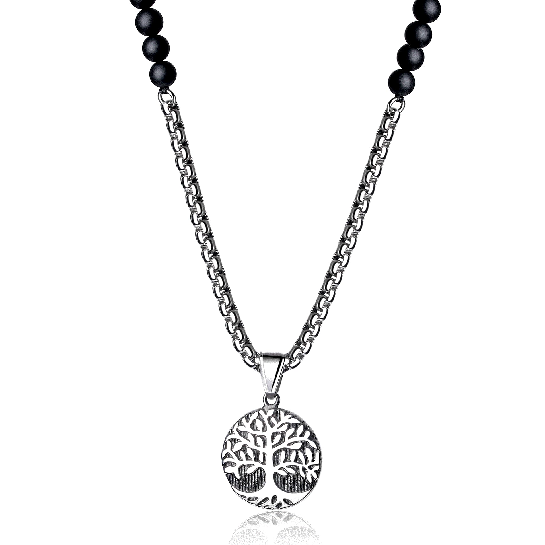 COAI Collier Chaîne et Perle Pendentif Arbre de Vie