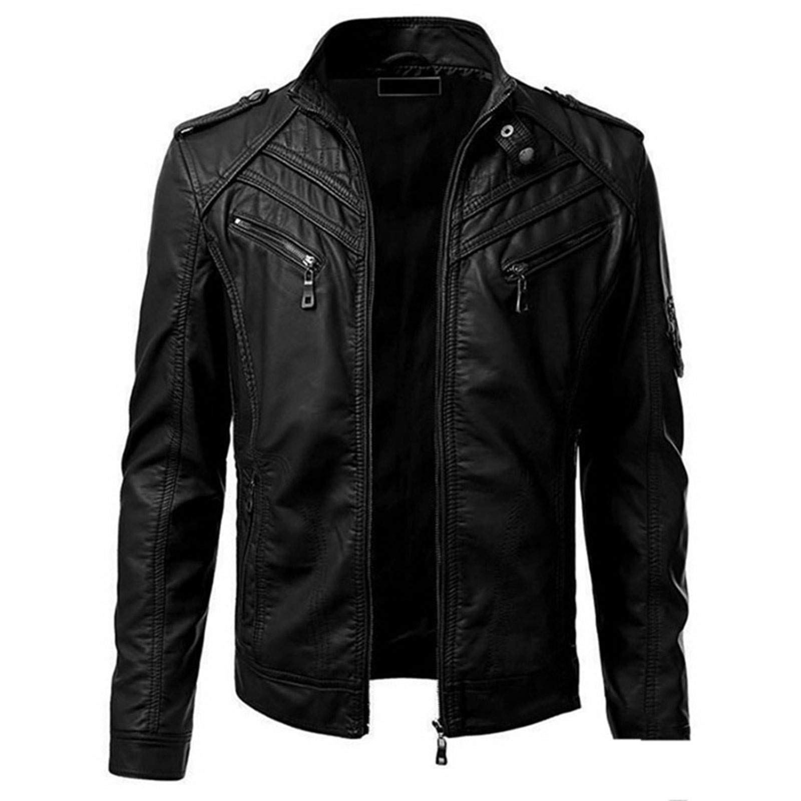 Fulidngzg Chaqueta De Cuero Hombre Moto Verano Cazadora 4 Estaciones Piel Sintética Casaco Motociclista Abrigo Invierno Slim Fit Bomber