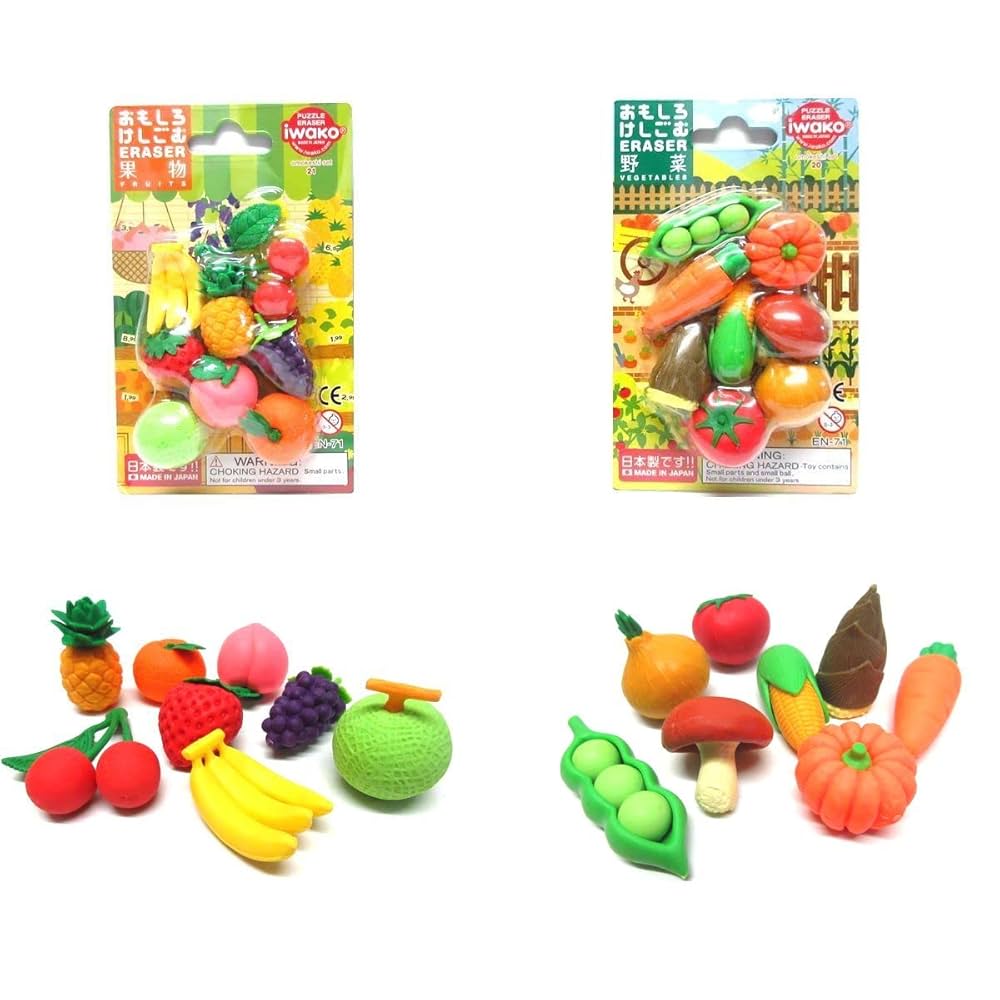 食べ物・フルーツ・野菜消しゴムセット イワコー おもしろ消しゴム 野菜 果物 16点 セット フルーツ