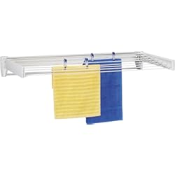 Tendedero Pared Elevable Leifheit Tendedero de pared Telegant 81 Protect Plus, tendedero extensible de diseño compacto, tendedero de ropa plegable ideal para baño o balcón, 8.1 m con toallero