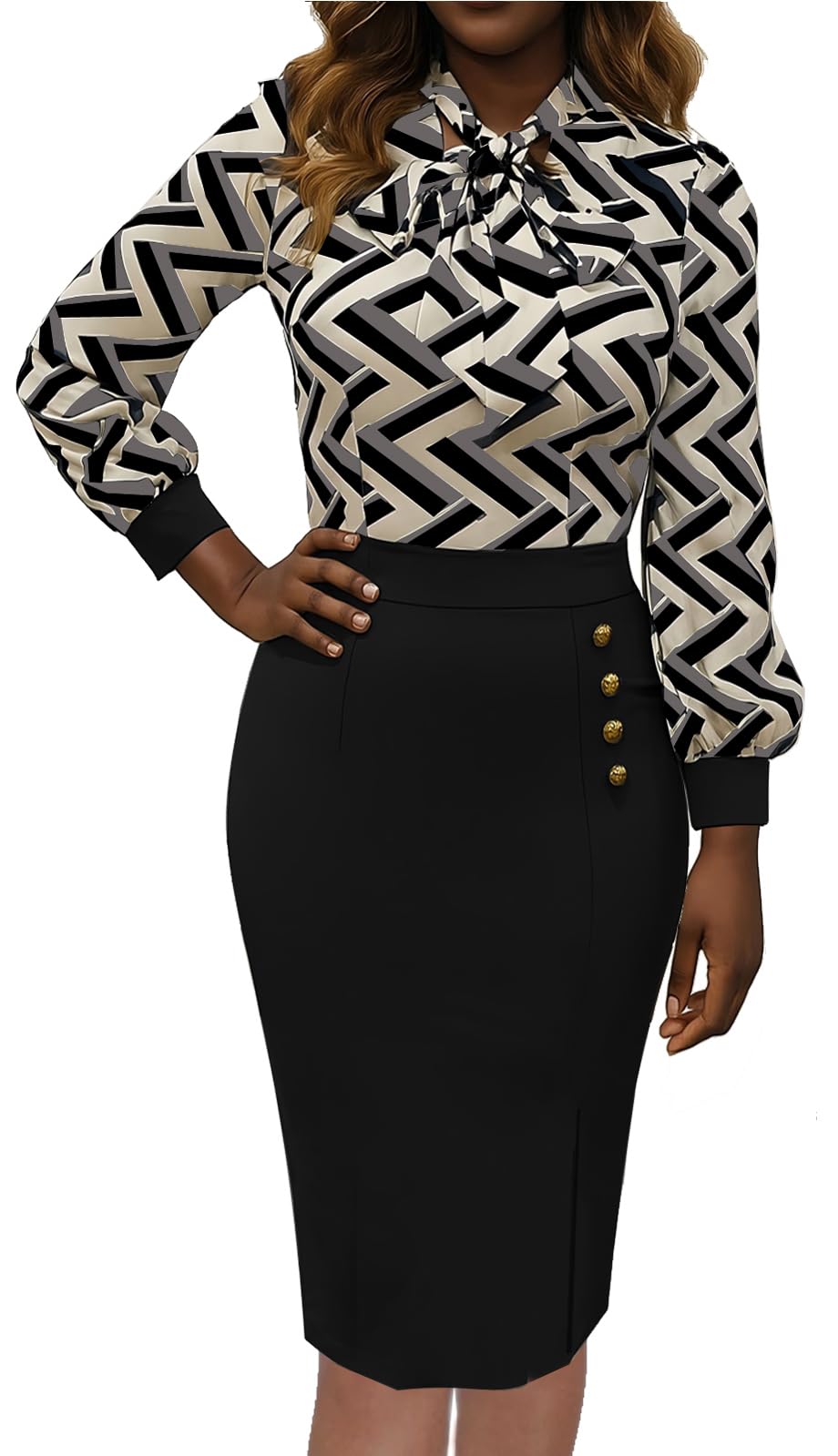 Work Dresses for Women Formal Long Sleeve Wear to Work Office Business Church Dress Elegant Party Midi Pencil