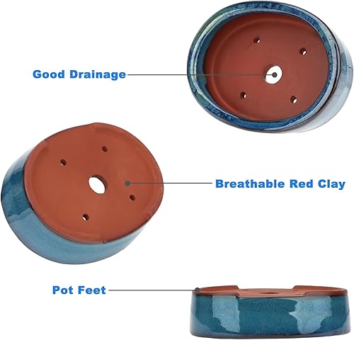 Miniatura 3 de Juego de 2 macetas esmaltadas pequeñas de 5.9 pulgadas, 2 + 4 pantallas de drenaje de malla suave