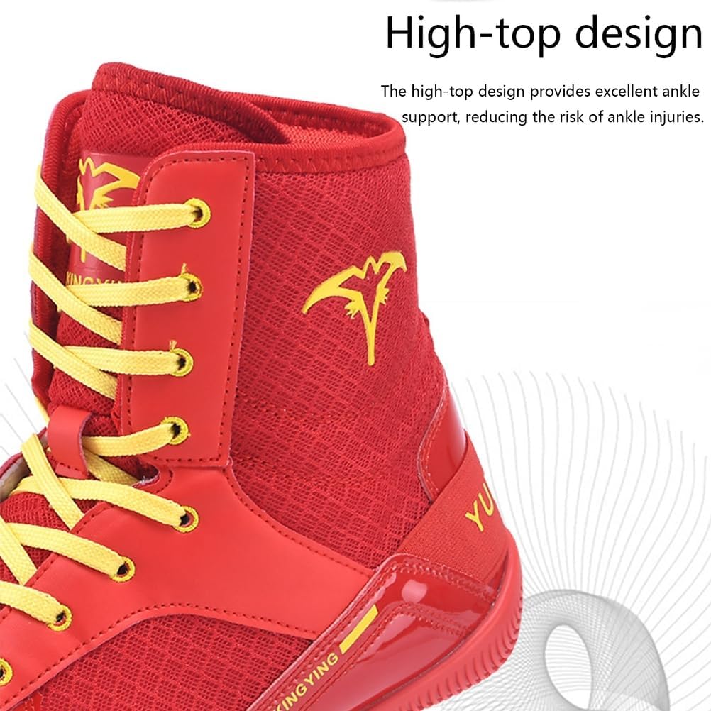 Men's Boxing Shoes Lightweight Breathable Wrestling Training Shoes High Top Fitness Fighting Sneakers