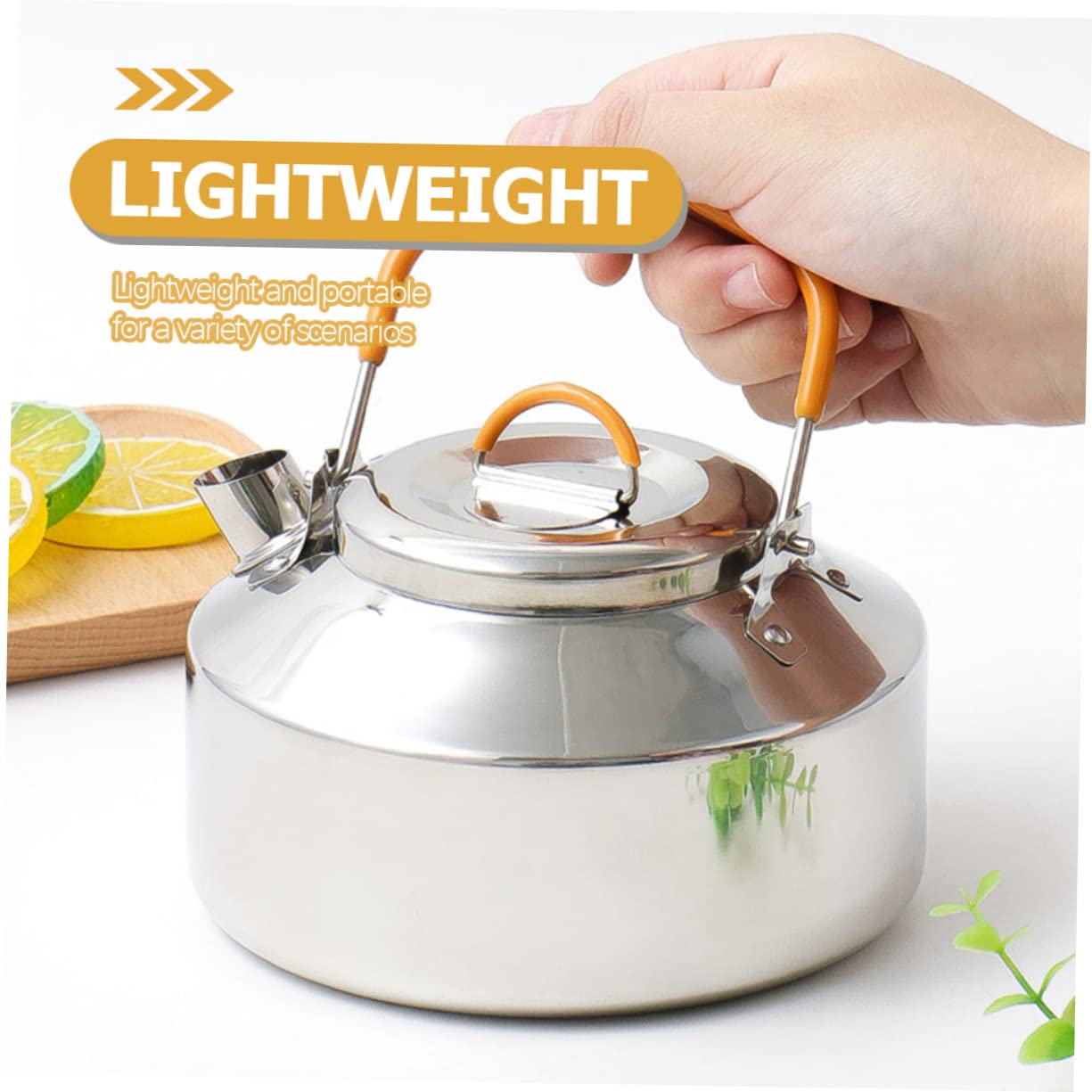 NAMOARLY Stainless Steel Whistling Kettle Outdoor Cooking Teapot for Camping Portable Silver Water Jug for Boiling Water Making Tea Induction Gas Stove Compatible