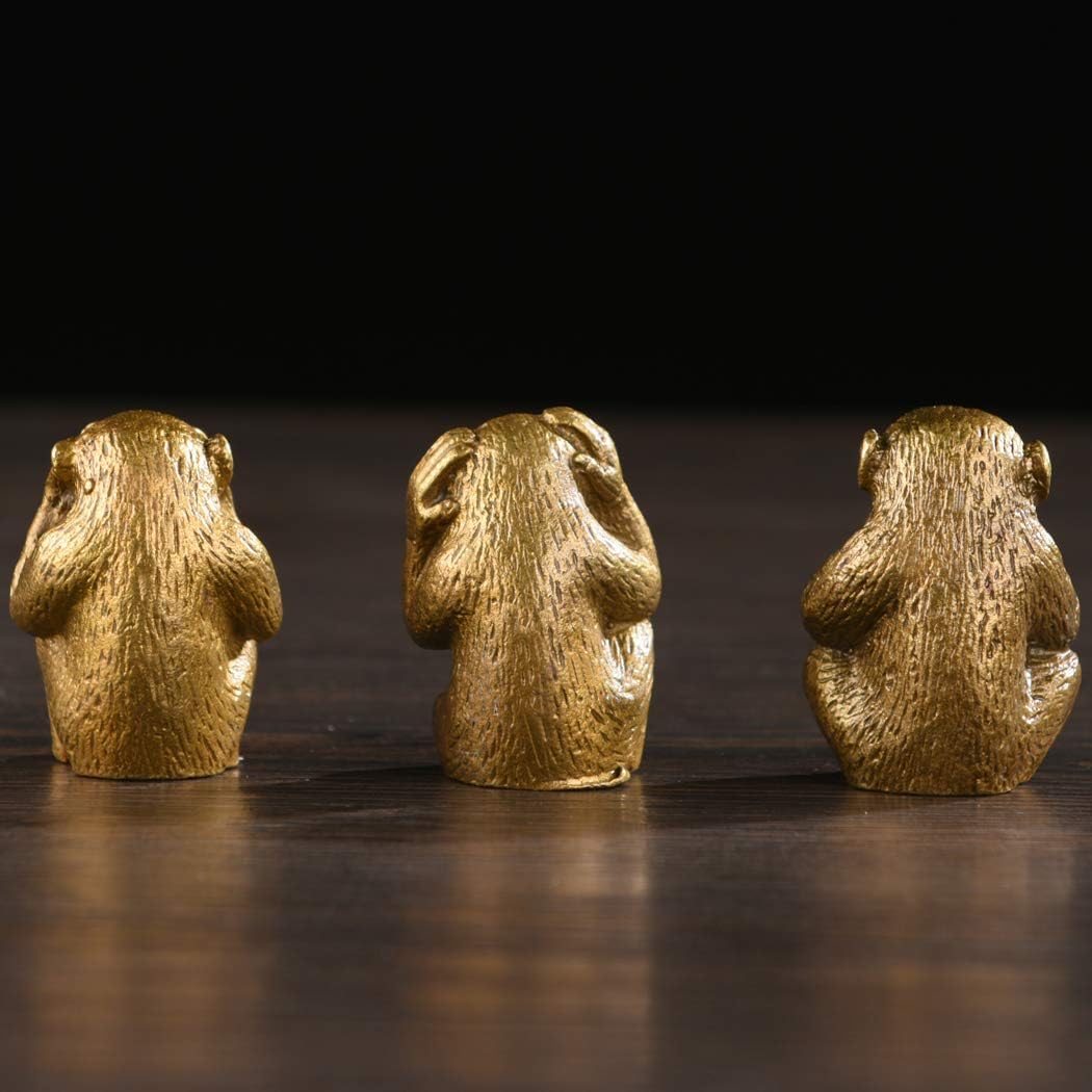 Brass Statue Three Monkeys See No Speak No Hear No Evil Home Office Desk Decor Gift TQZDBS003
