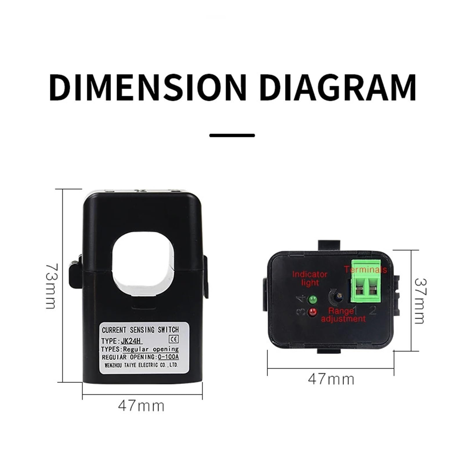 DVNXDPXJ Open Current Sensing Switch Contacts Passive NO/NC Alarm Electromechanical Protection Current Transformer(200A NO)