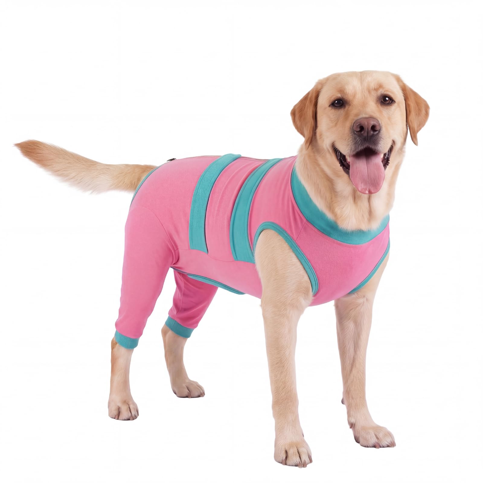 Lelepet Dog Body Suit After Surgery, Pet Recovery Sleeve for Female Male Dogs, Dog Medical Shirt with Legs for Large Dogs, Stop Licking Scratching Pet Wound Protector, Pink 3XL