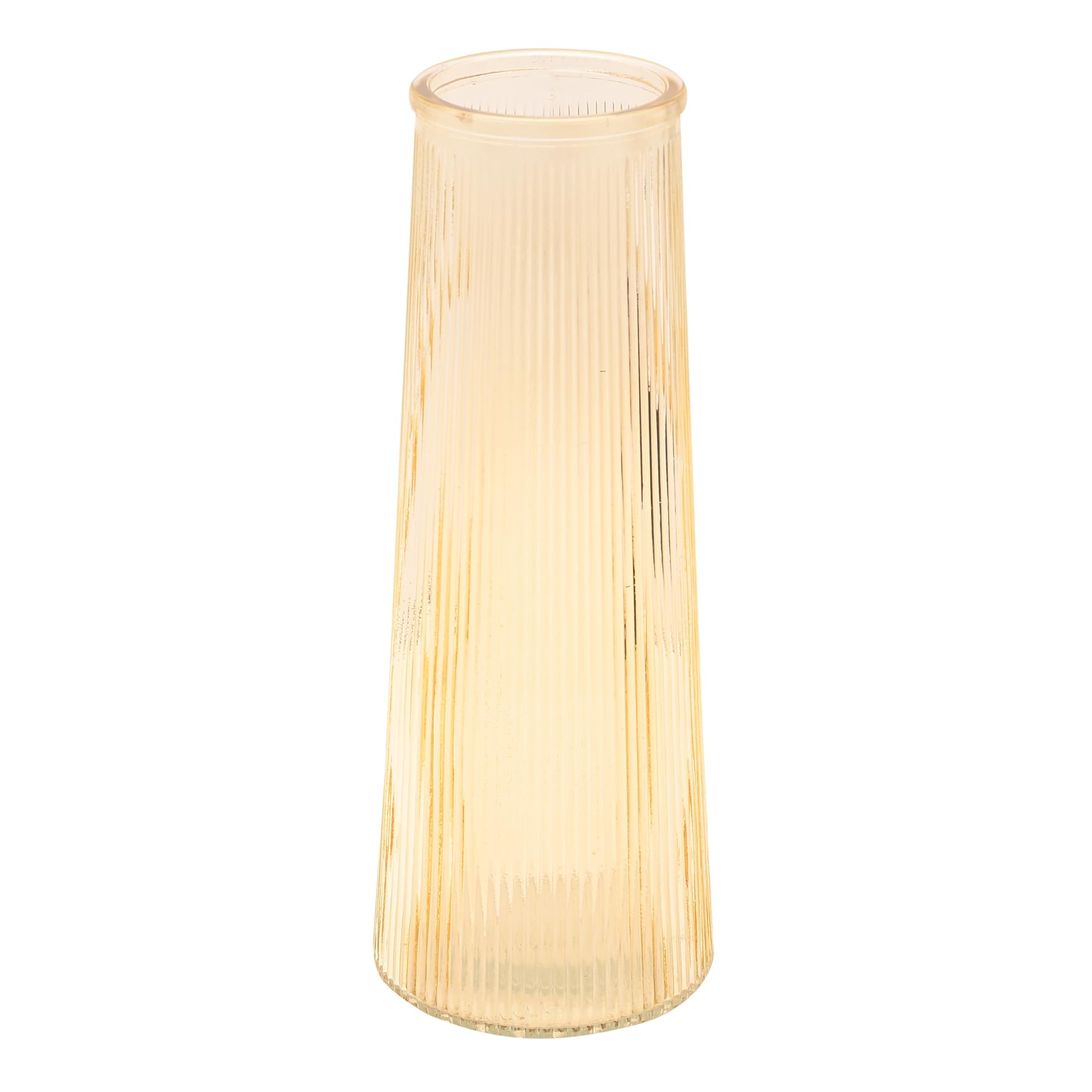 Hestia Unisex Amber Tapered Ribbed Glass Vase