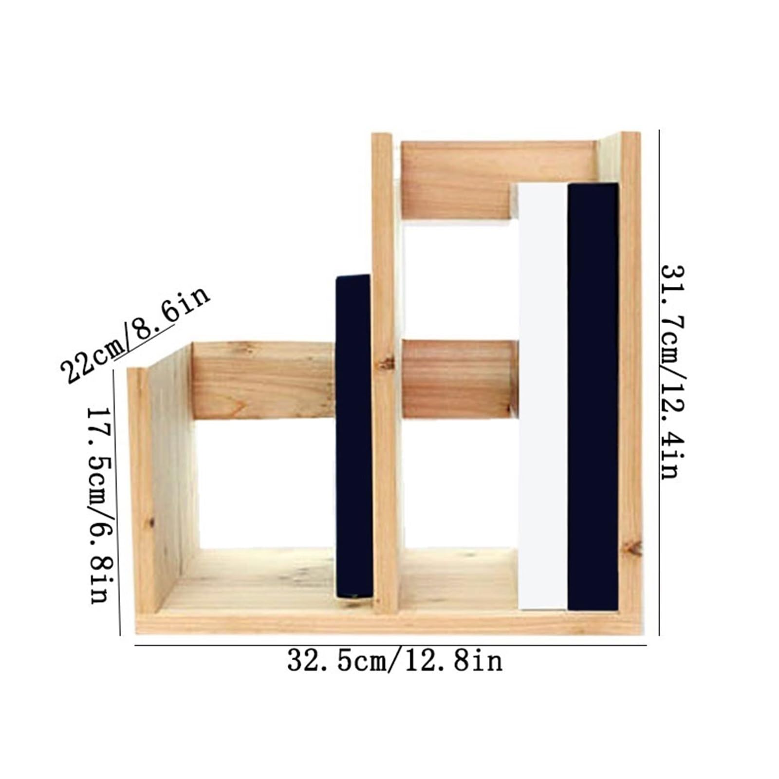 Minimalismus-Desktop-Organizer aus Holz, kleines Bücherregal, Präsentationsständer for das Heimbüro Regal Bücher