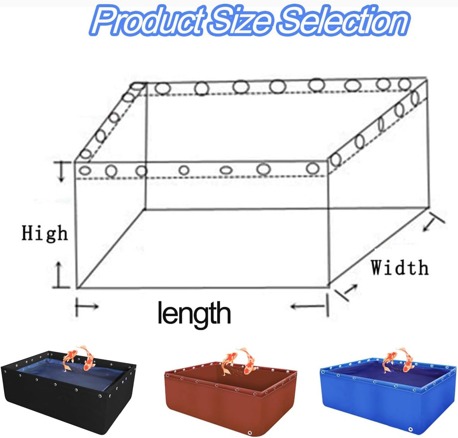 Generisch Robustes PVC-Aquarium – 0,5 mm Starkes Segeltuch-Fischbecken mit Ablassventil für Meerwasser-Kois, Schildkröten und Schwimmfische – Tragbarer Wasserspeicherteich 150 x 100 x 60 cm