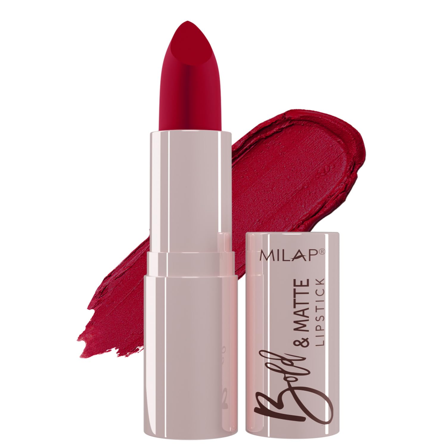 MILAP Bold & Matte Lipstick | Velvet Creamy Matte Lipstick | Non Drying & Long Lasting Formula | Smooth Glide | One Swipe Pigmention | Rich and Vibrant Color | 4.2gm | (05 Runway Rose)