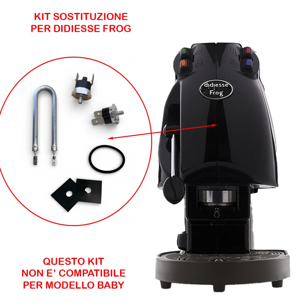KIT Riparazione Frog | Resistenza 650 Watt 125 mm + Kit Termostati 95 Gradi - 165 Gradi + Kit Guarnizioni e Spessore Compatibile con Didiesse Frog