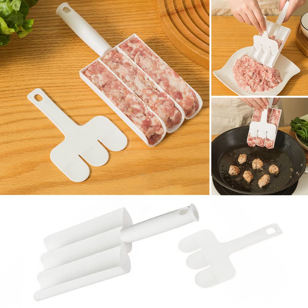Stronrive 3 Grids Kitchen Triple Meatball Maker, 2023 Multifunction None-Stick Meat Baller With Cutting Spade, Meatball Making Set, For Cooping Cookie Dough Or Sorbet Rice Balls For Kitchen