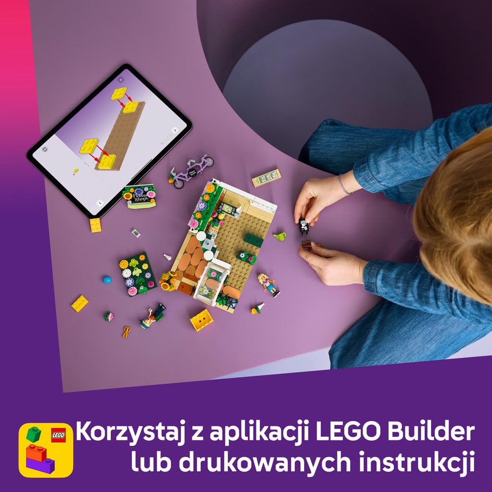 LEGO Friends Kreatywna kwiaciarnia 42693 | Kwiaciarnia, zabawa w sklep, prezent dla dziewczynki i chłopca 7+, 377 elementów