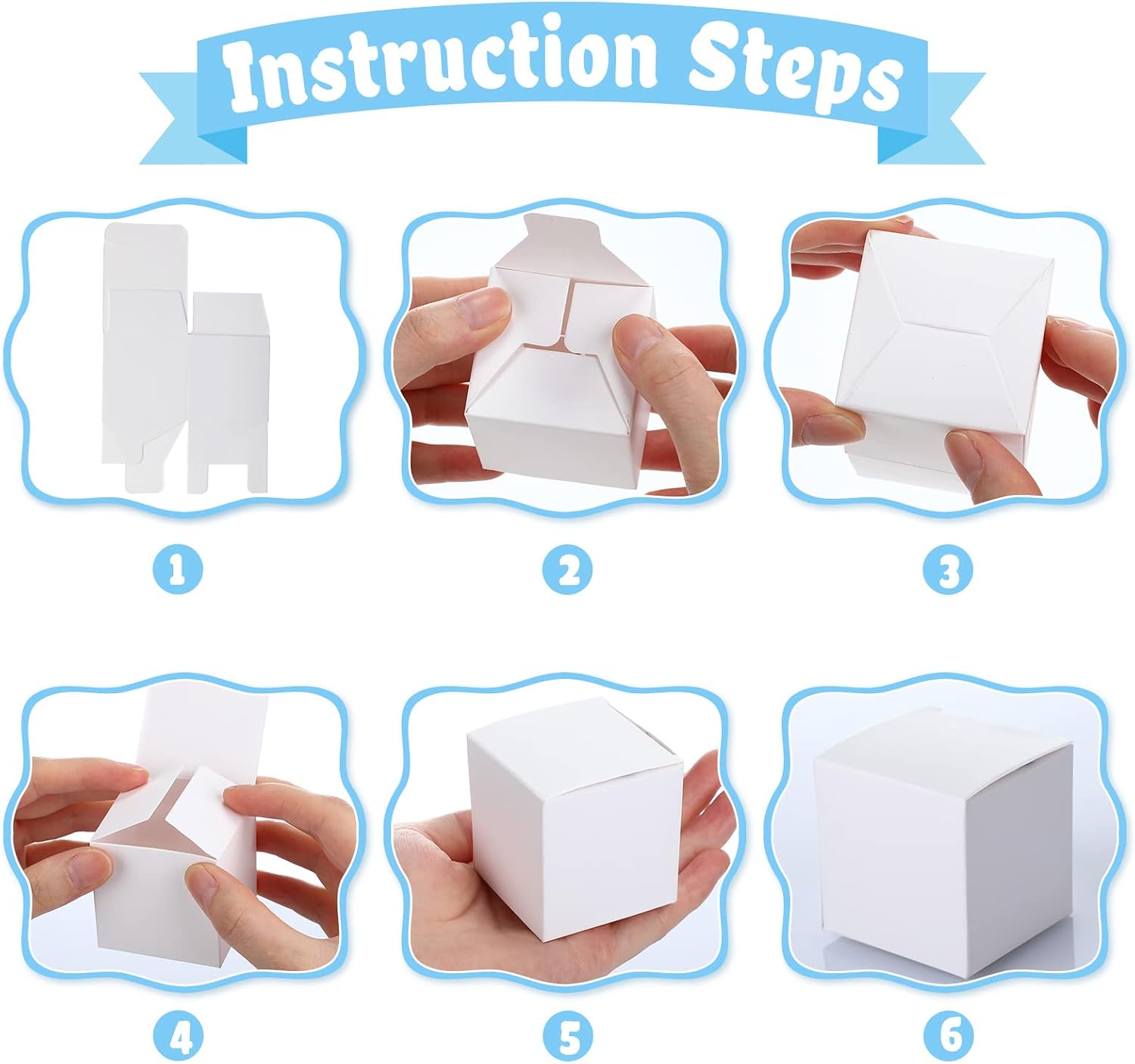 Zhehao 200 Pack White Gift Candy Box, 2 x 2 x 2 Inches Party Favor Treat Boxes with White Ribbon, Small Paper Gift Boxes for Wedding Baby Shower Bridal Bridesmaid Birthday Party Favors