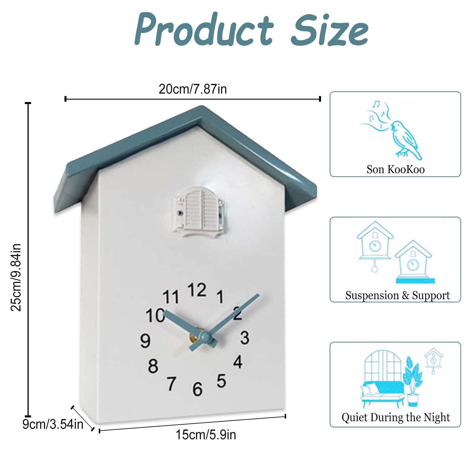 Reloj de cuco moderno, reloj de cuco de la Selva Negra con péndulo, reloj de cuco con voz de pájaro y función de silencio nocturno. Reloj de péndulo moderno para pared para el hogar, sala de