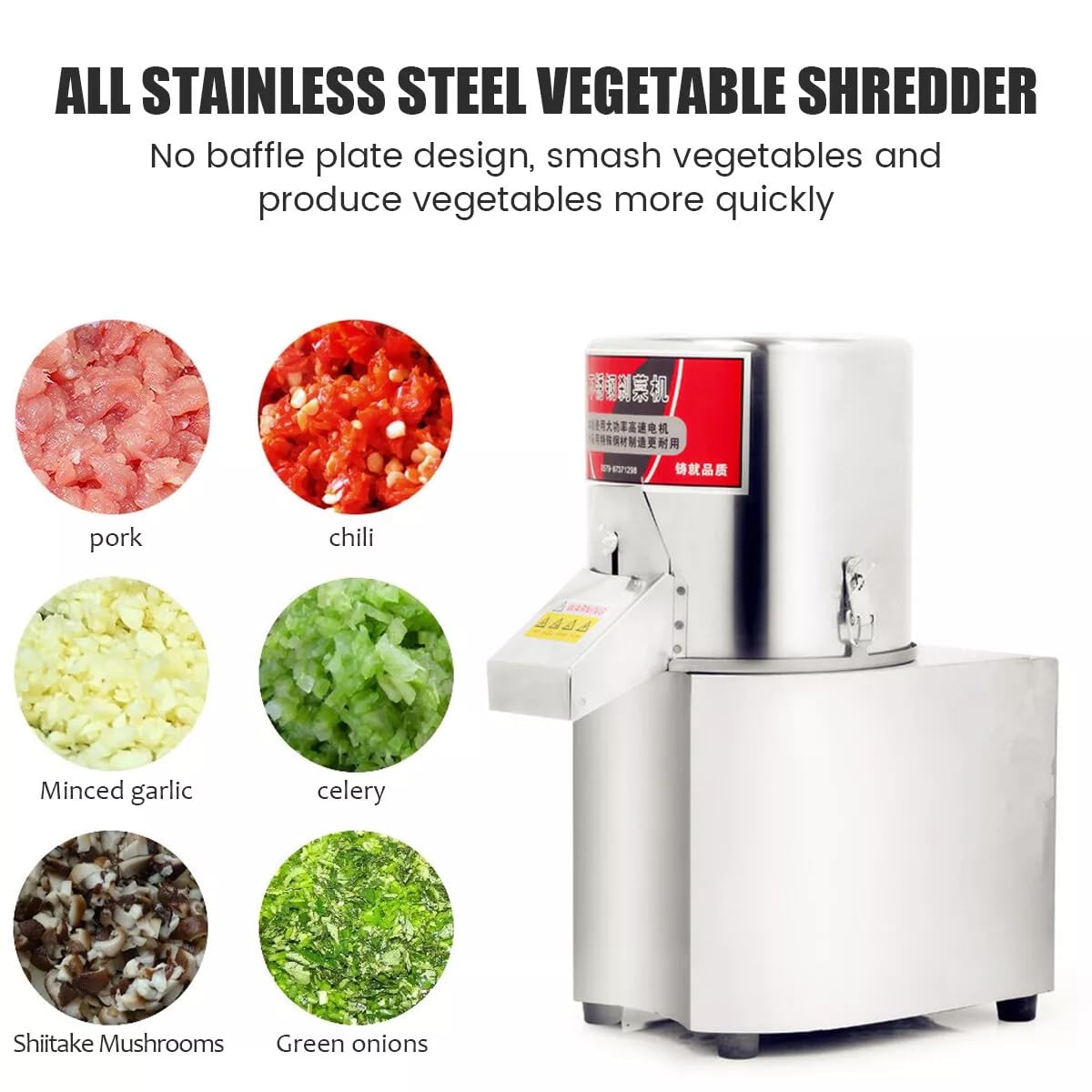 110V Commercial Electric Vegetable Chopper & Meat Grinder - 550W Stainless Steel Food Processor with Adjustable Thickness, 120kg/h Capacity