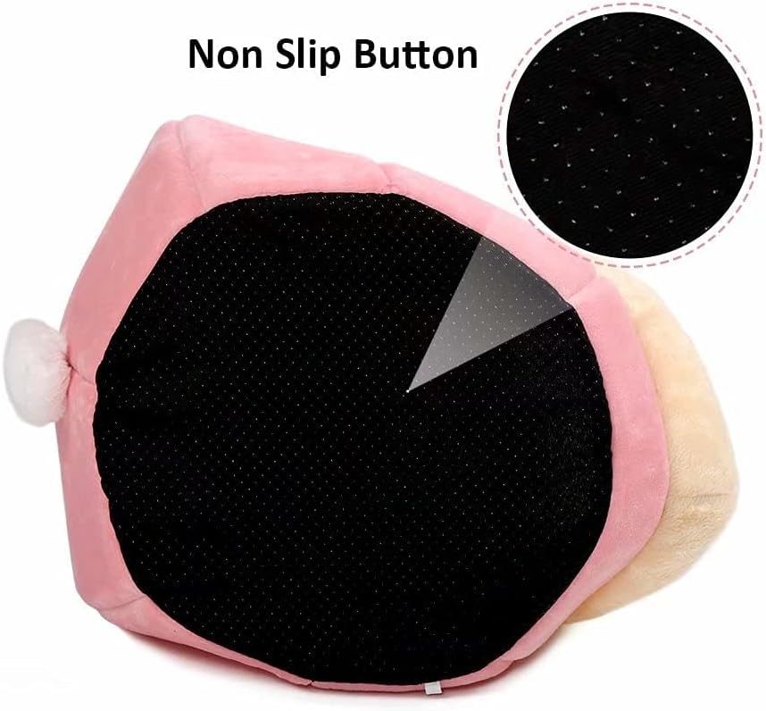 Cat Beds for Indoor Cats - Small Dog Bed with Anti-Slip Bottom, Rabbit-Shaped Cat/Small Dog Cave with Hanging Toy, Puppy Bed with Removable Cotton Pad, Super Soft Calming Pet Sofa Bed (Pink Medium)