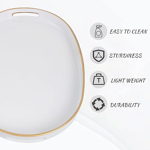 Miniatura 18 de MAONAME Bandeja decorativa, bandeja negra con asas, bandejas de mesa auxiliar, bandejas cuadradas de plástico para otomana, baño, cocina, 13 x 13 x