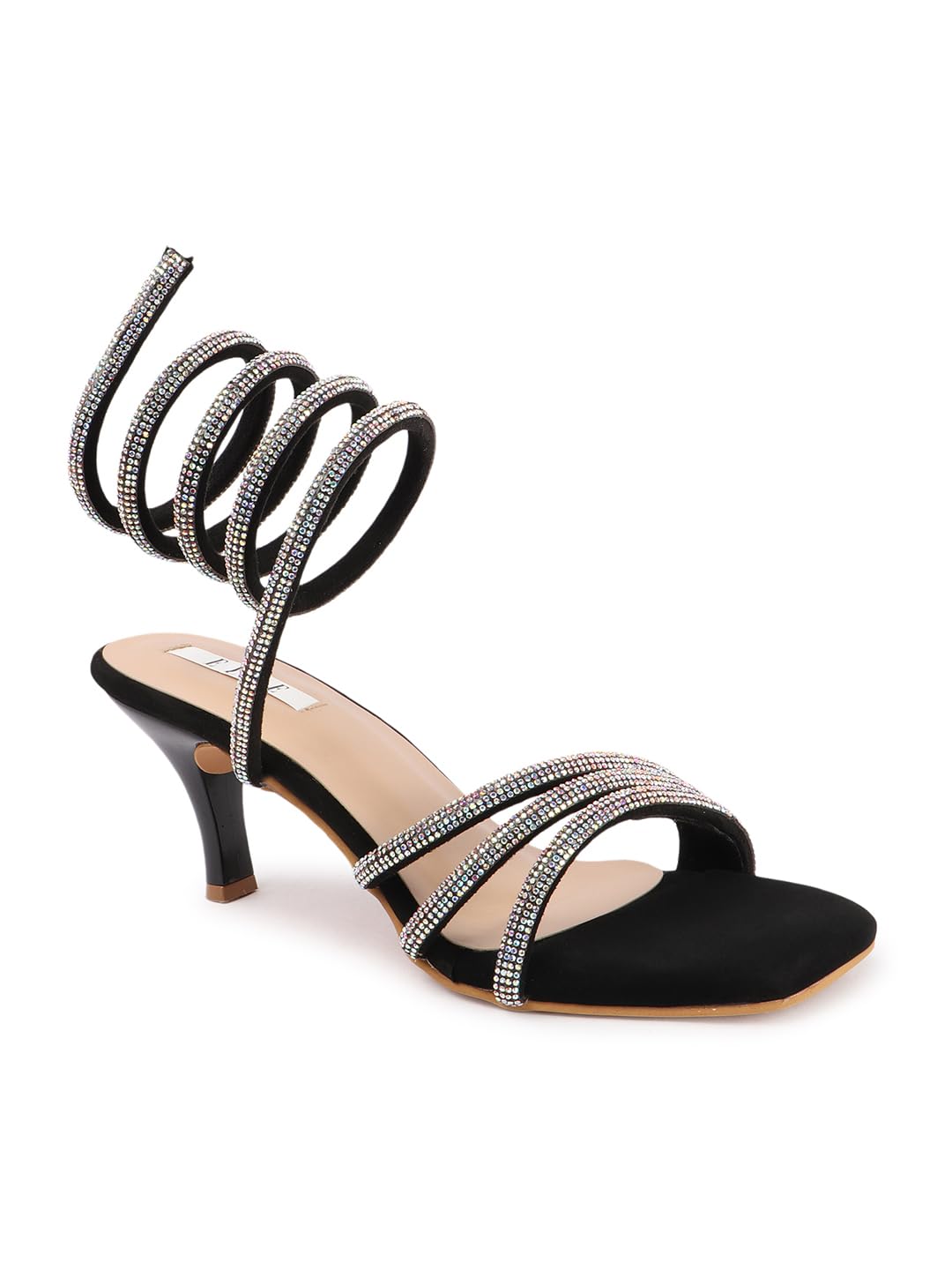 elle Women's Embellished Strappy Heeled Sandals with Ankle Wrap-picture-46
