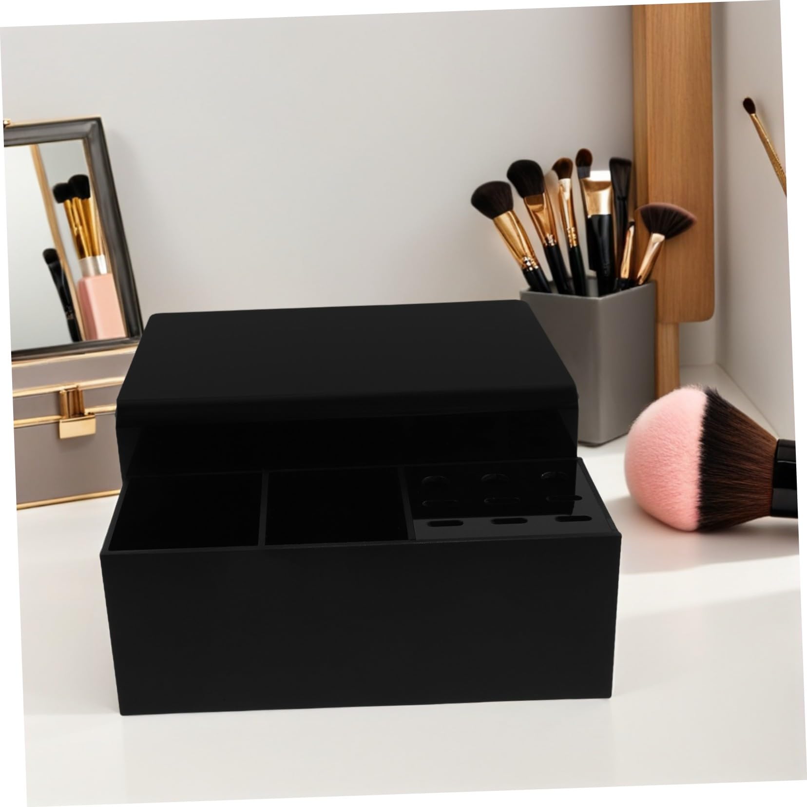 Organizador de Almohadas para Pestañas Negro de Plástico Desmontable | Uso en Salón y Hogar, Diseño Profesional Portátil, Fácil de Limpiar Estructura Extraíble