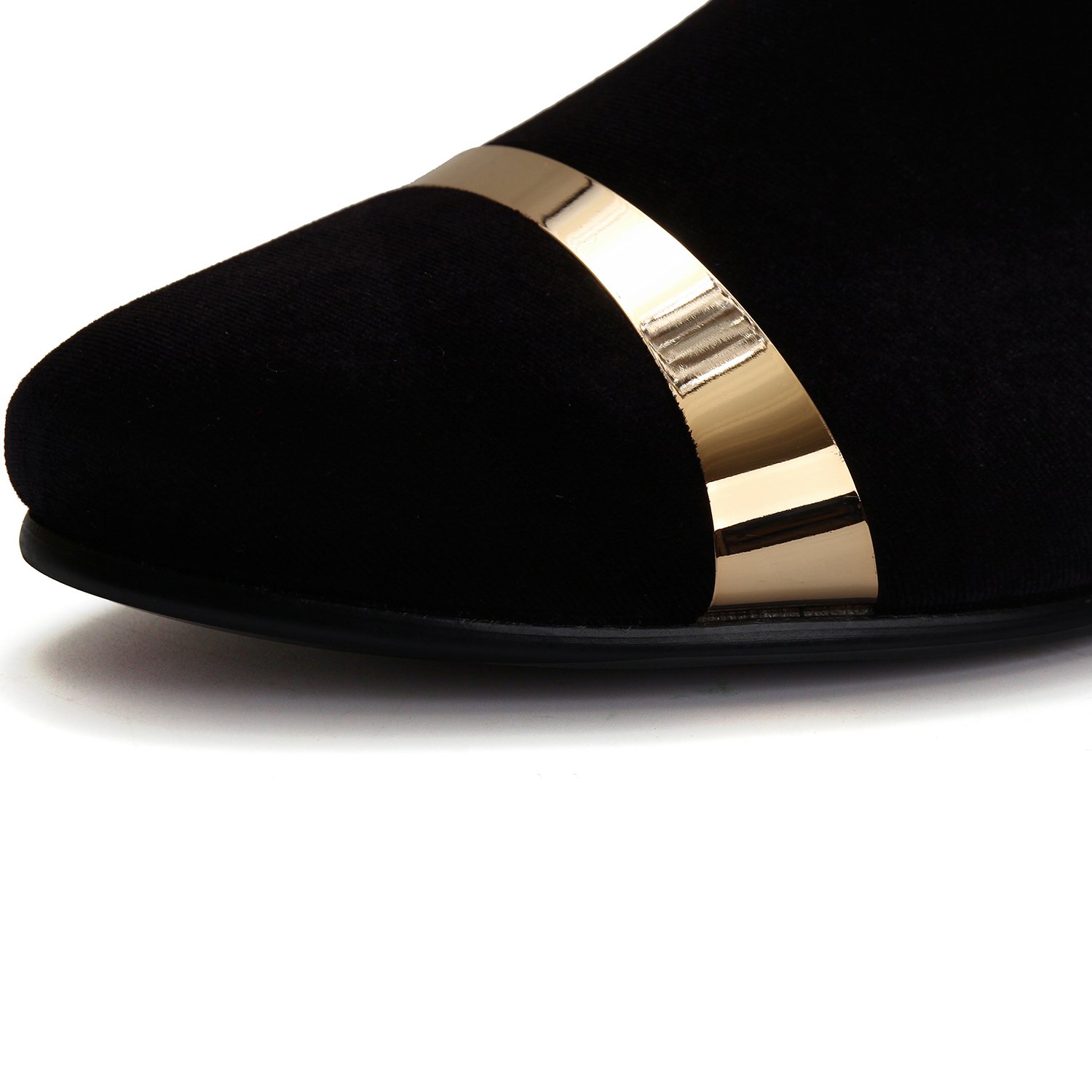 Harpelunde Men’s Black Velvet Smoking Loafers Lion Medallion Sz 12 -Prom -Formal Harpelunde Men Wedding Shoes Velvet Loafers With Gold Plate  main image 4