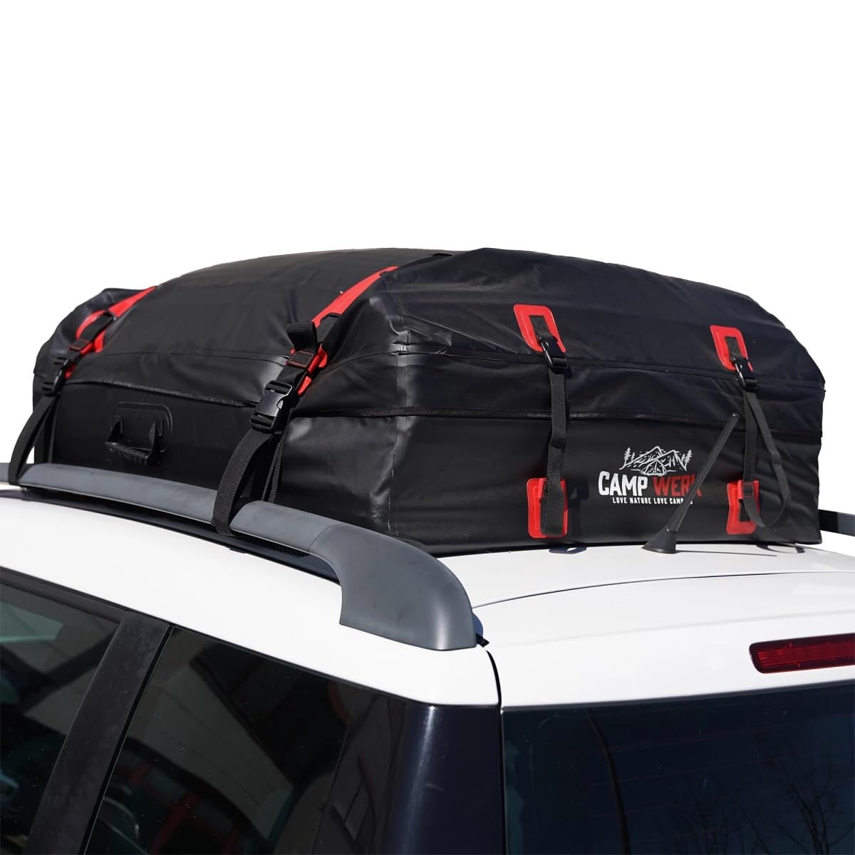 CAMPWERK Cargobag Dachbox-Tasche – 432 L wasserdichte Auto Dachgepäcktasche aus 500D PVC – Faltbare Gepäckbox mit Spanngurten & Anti-Rutsch-Matte, passend für Fahrzeuge mit & ohne Reling