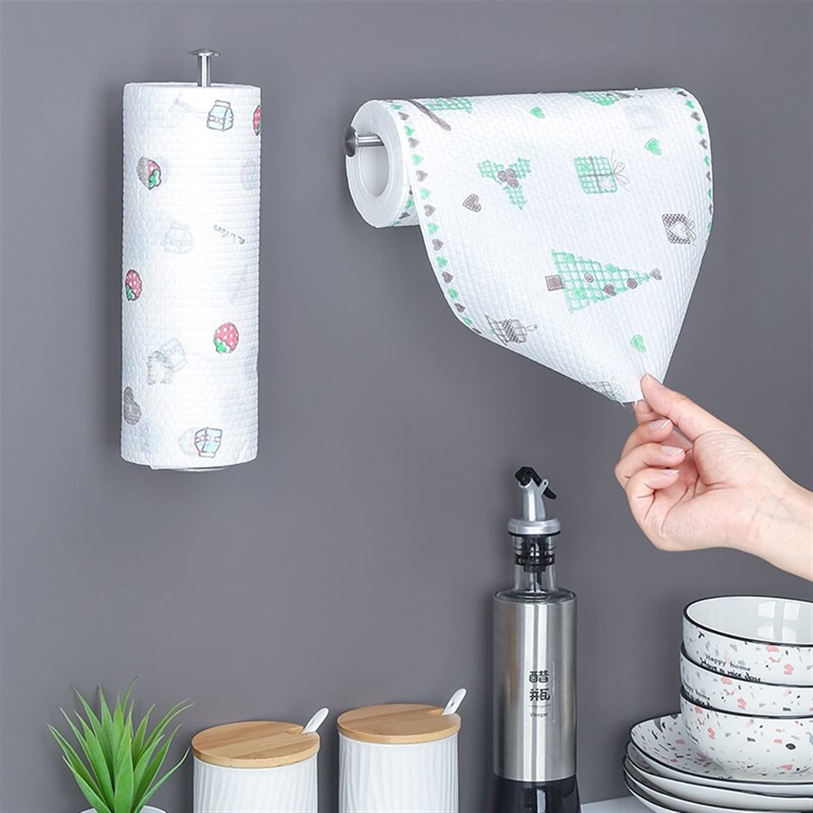 Handtuchhalter, Küchenrollenhalter, Edelstahl, Küchenrollenhalter, Wandhalterung, Kunststoff-Wickelregal – für häusliche Küche und Badezimmer, 1 Stück
