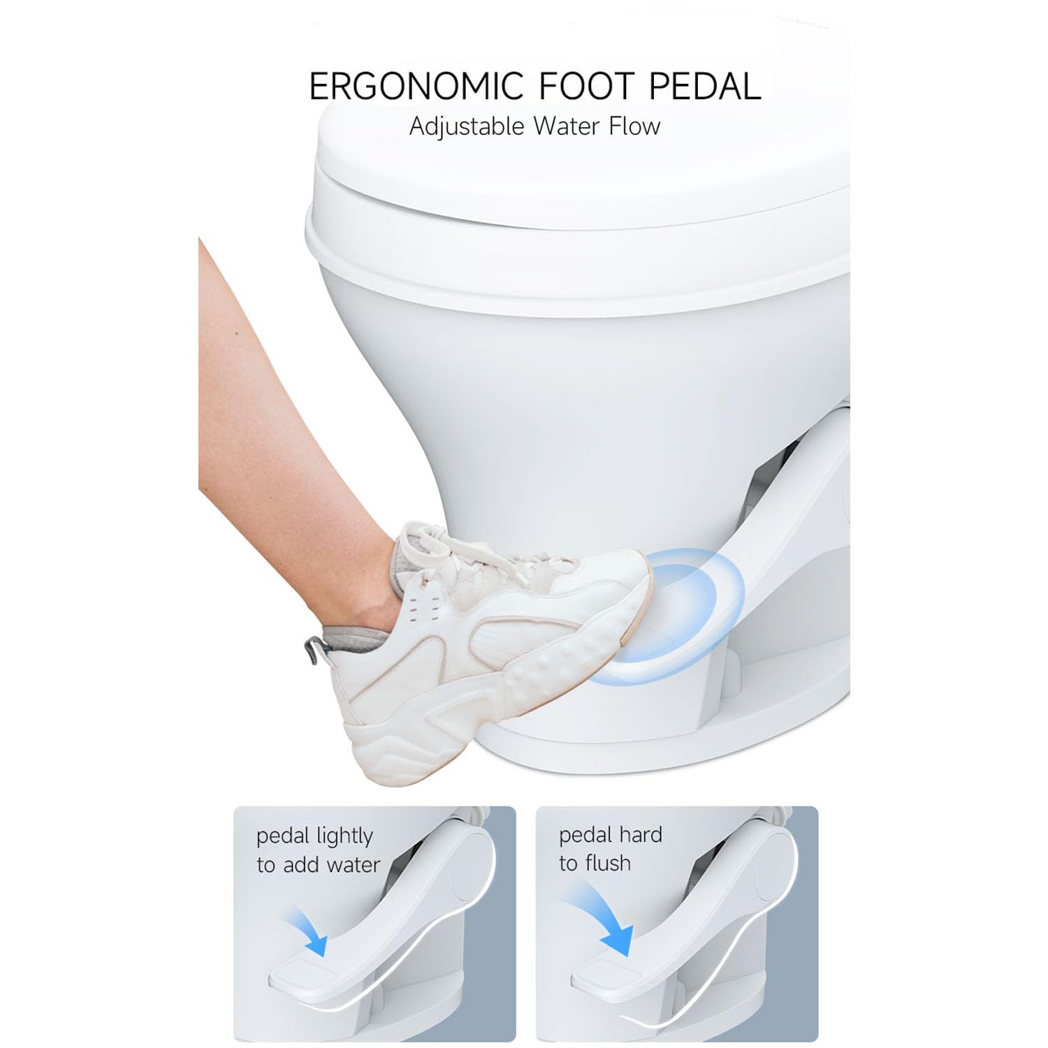 SEAFLO Caravan Wohnmobil Toilette RV Standtoilette Fußpedal-Spülung Komfort-Sitzhöhe Soft-Close Sitz SFRTPH-01-01