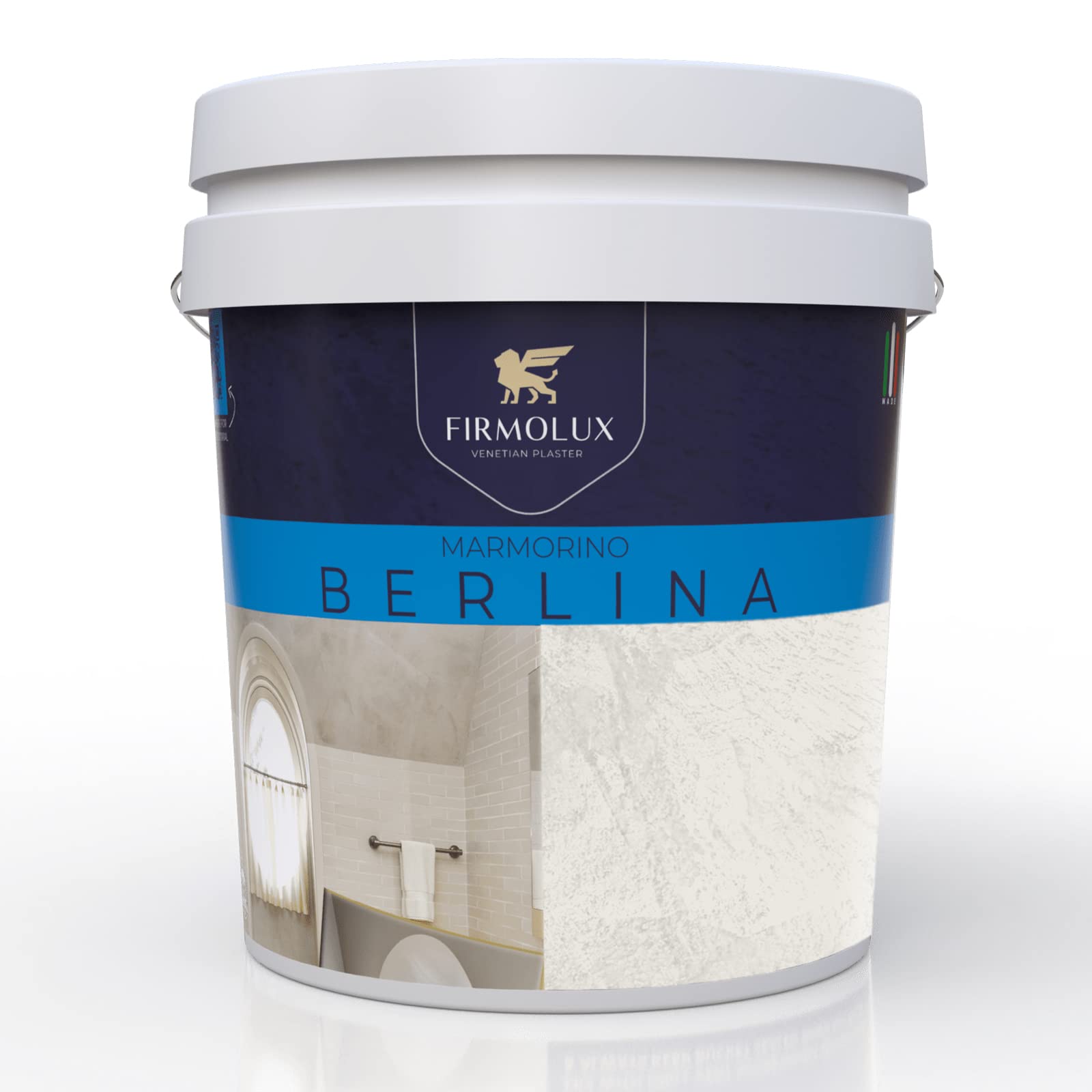 Marmorino Berlina Authentic Venetian Plaster | Smooth Plaster | Made in Italy from Lime & Marbles | Light Colors (4) | Color: BM1548 classic gray