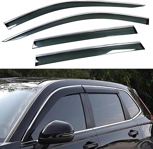 Visera de ventana tintada de humo de lujo premium con clips y ribete cromado compatible con Honda CRV CR-V 2023 2024