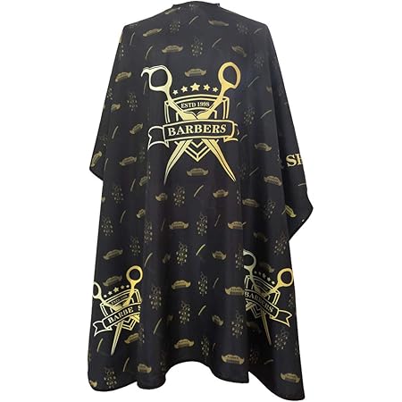 Barber Capes for Men, Hair Cutting Cape with Elastic Hooks, Professional Salon Cape, Large Waterproof Hairdressing Cape for Hairstylist- 63”× 56” (Black & Gold)