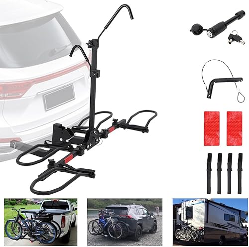 Portabicicletas de coche para 2 bicicletas, portabicicletas plegables para enganche de remolque 2 neumáticos gruesos de bicicleta, estante de