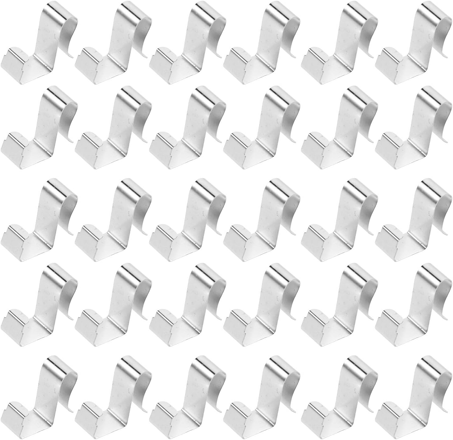 30pcs Outdoor Light Clips Stainless Steel Gutter Hanger Hooks Lights | Strong Clamp Design for Patio Lighting Wide Compatibility Silver Finish No Slipping Grip and Garden Use