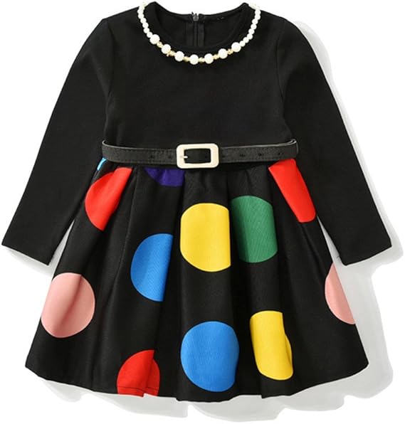 Amazon Lisa Pulster ワンピース 女の子 子供服 おしゃれ 超可愛い 長袖ワンピース トップス裏ボア 水玉柄 お出かけ 通園 通学 キッズ ベビー 春秋 冬 タイプ ワンピース チュニック 通販